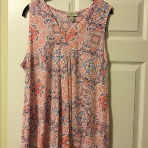 Dana Buchman sleeveless top orange and blue